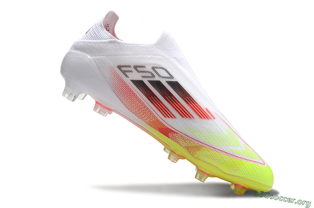 Adidas F50 Elite Laceless FG Football Boots - White/Yellow/Red 4