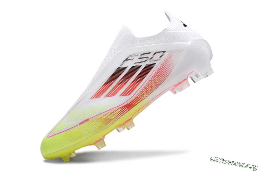 Adidas F50 Elite Laceless FG Football Boots - White/Yellow/Red 5