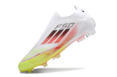 Adidas F50 Elite Laceless FG Football Boots - White/Yellow/Red