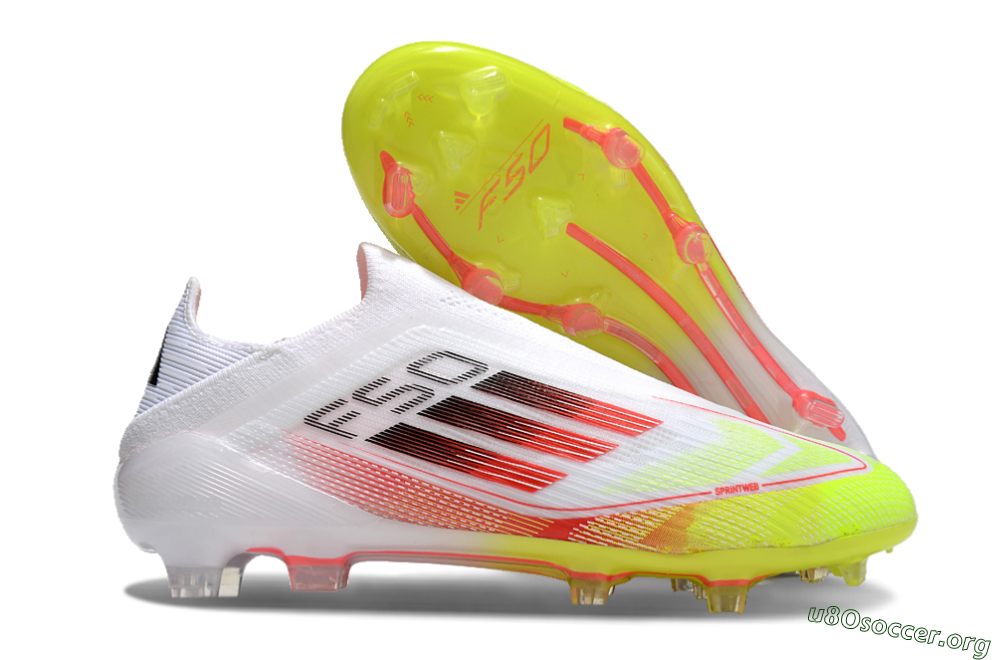 Adidas F50 Elite Laceless FG Football Boots - White/Yellow/Red 2