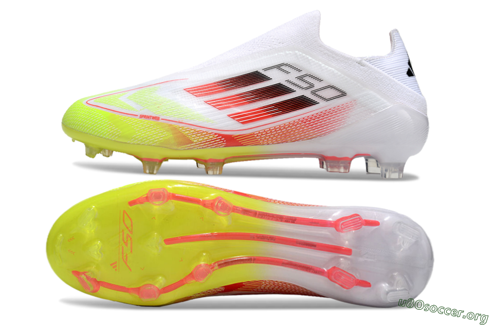 Adidas F50 Elite Laceless FG Football Boots - White/Yellow/Red 1