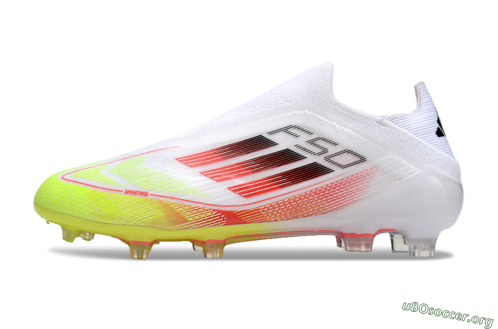 Adidas F50 Elite Laceless FG Football Boots - White/Yellow/Red 3