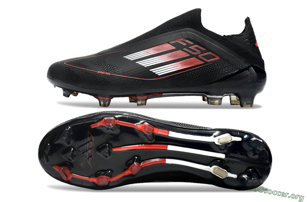 Adidas F50 Elite Laceless FG Football Boots - Black/White/Red 1