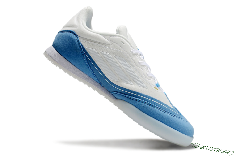 Messi Adizero F50 Freestyle IC Football Shoes - White/Blue/Grey 4