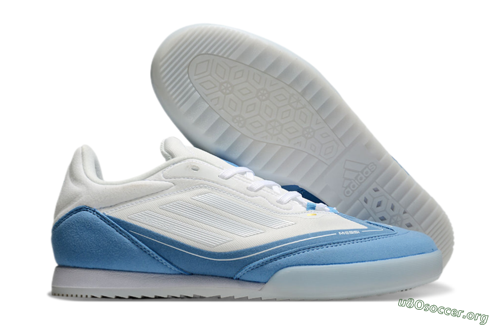 Messi Adizero F50 Freestyle IC Football Shoes - White/Blue/Grey 2