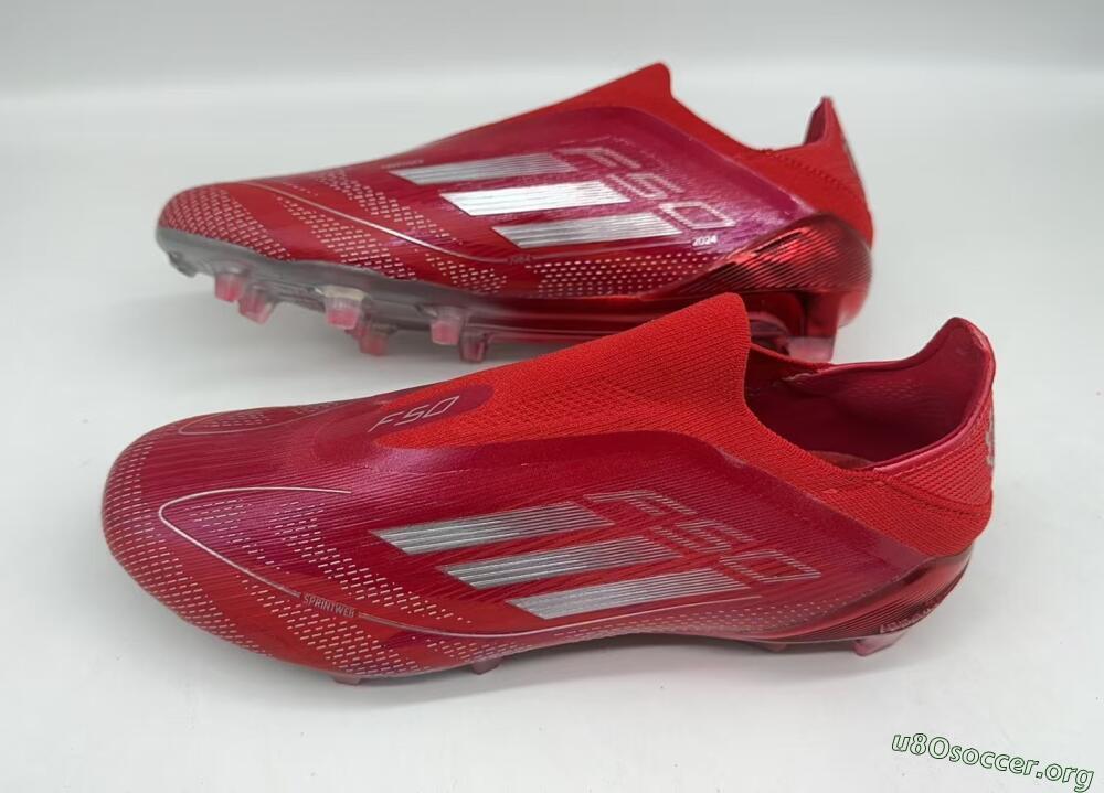 Adidas F50 Elite Laceless FG Football Boots - Red/Silver