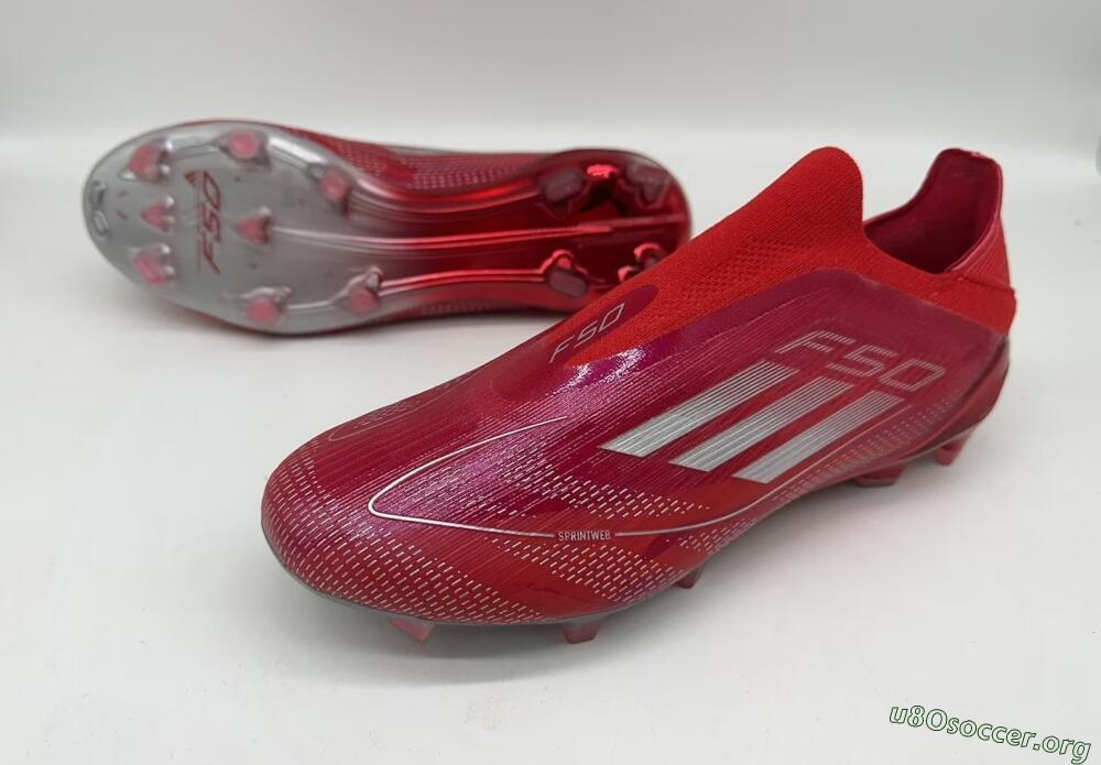 Adidas F50 Elite Laceless FG Football Boots - Red/Silver