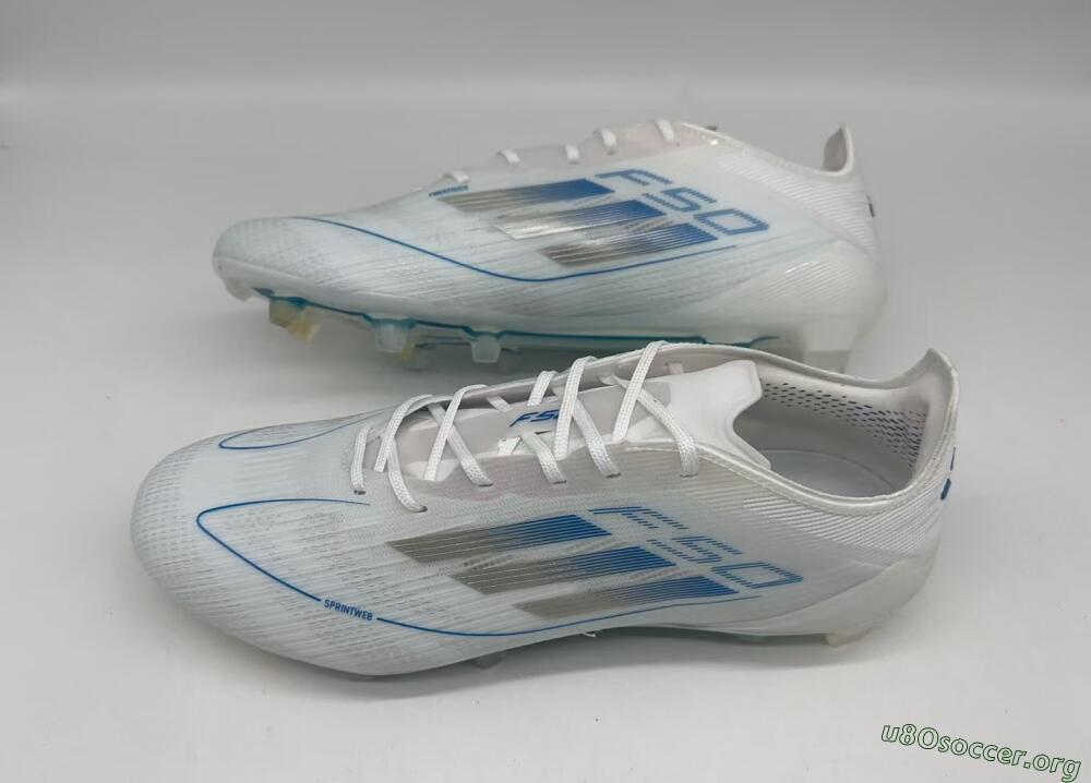 Adidas F50 Elite FG Football Boots - White/Silver/Blue