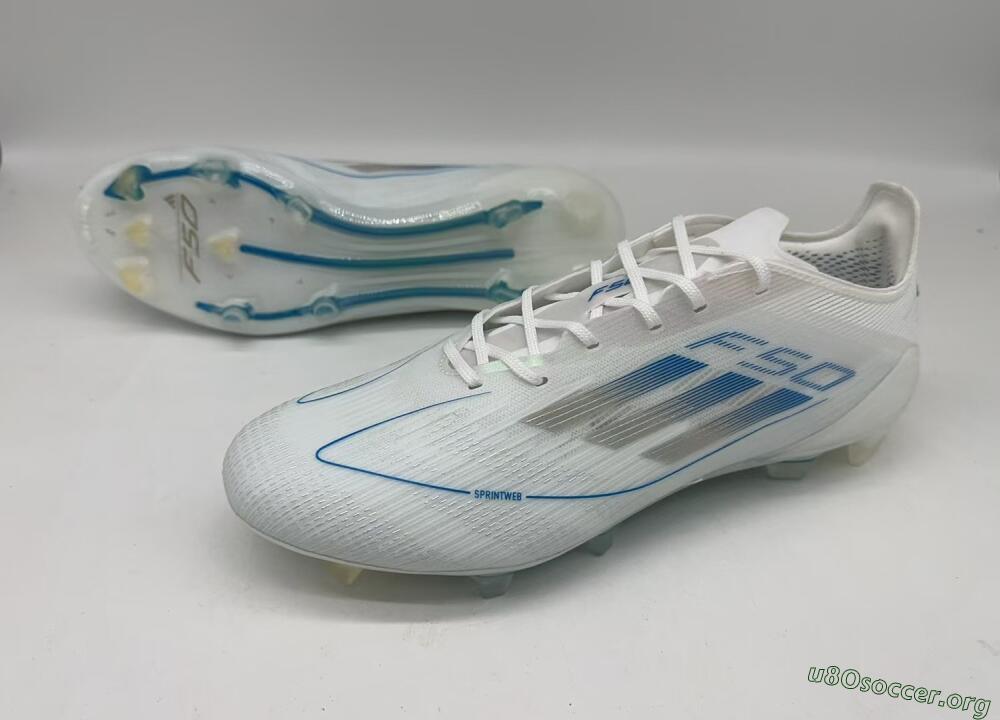 Adidas F50 Elite FG Football Boots - White/Silver/Blue