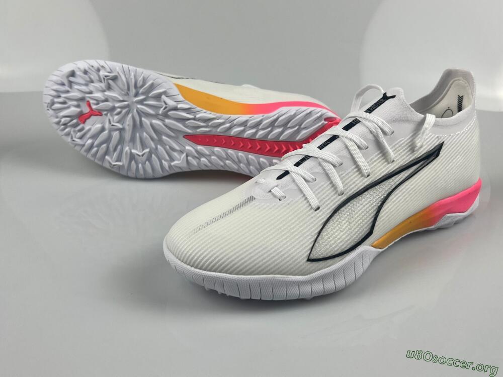 Puma Ultra Ultimate TF Football Shoes - White/Black/Yellow/Pink
