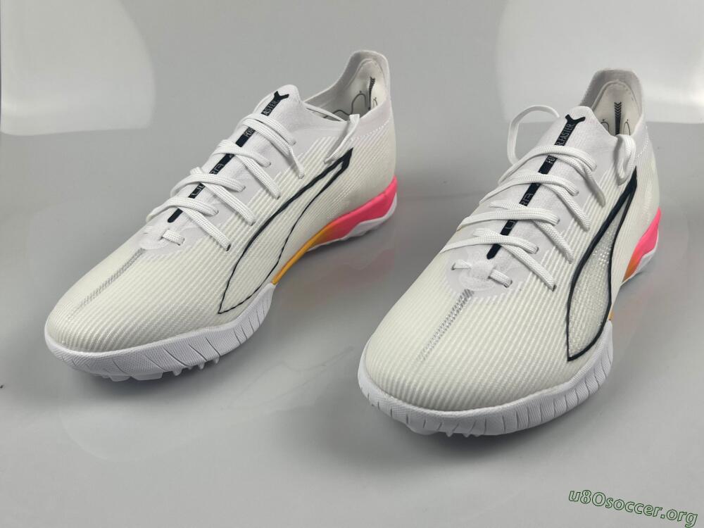 Puma Ultra Ultimate TF Football Shoes - White/Black/Yellow/Pink