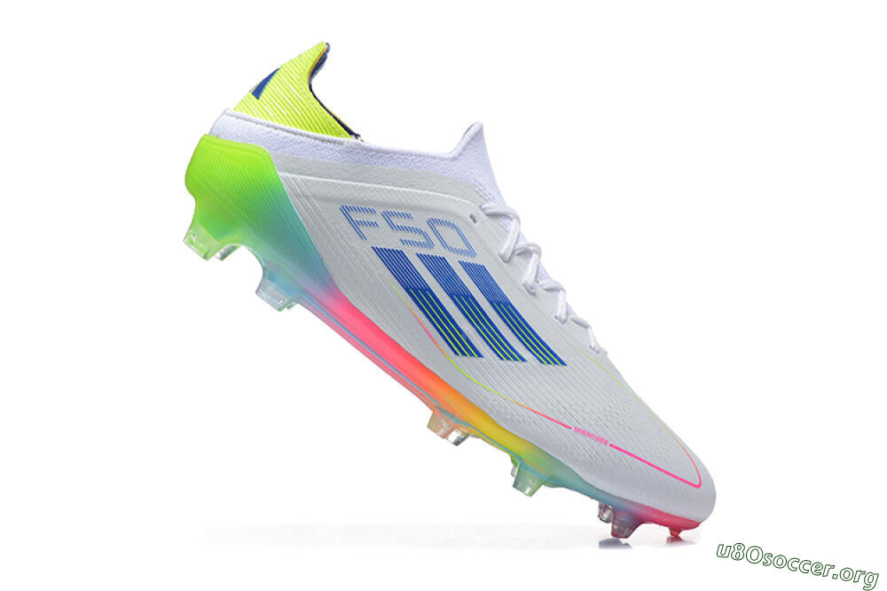 Adidas F50 Elite FG Football Boots - White/Blue/Yellow/Pink 4