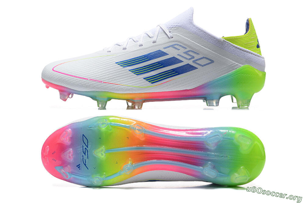 Adidas F50 Elite FG Football Boots - White/Blue/Yellow/Pink 1
