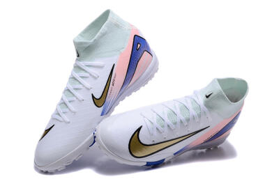 Nike Air Zoom Mercurial Superfly 10 Elite TF Football Shoes - White/Gold/Blue/Pink