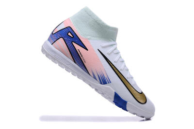 Nike Air Zoom Mercurial Superfly 10 Elite TF Football Shoes - White/Gold/Blue/Pink
