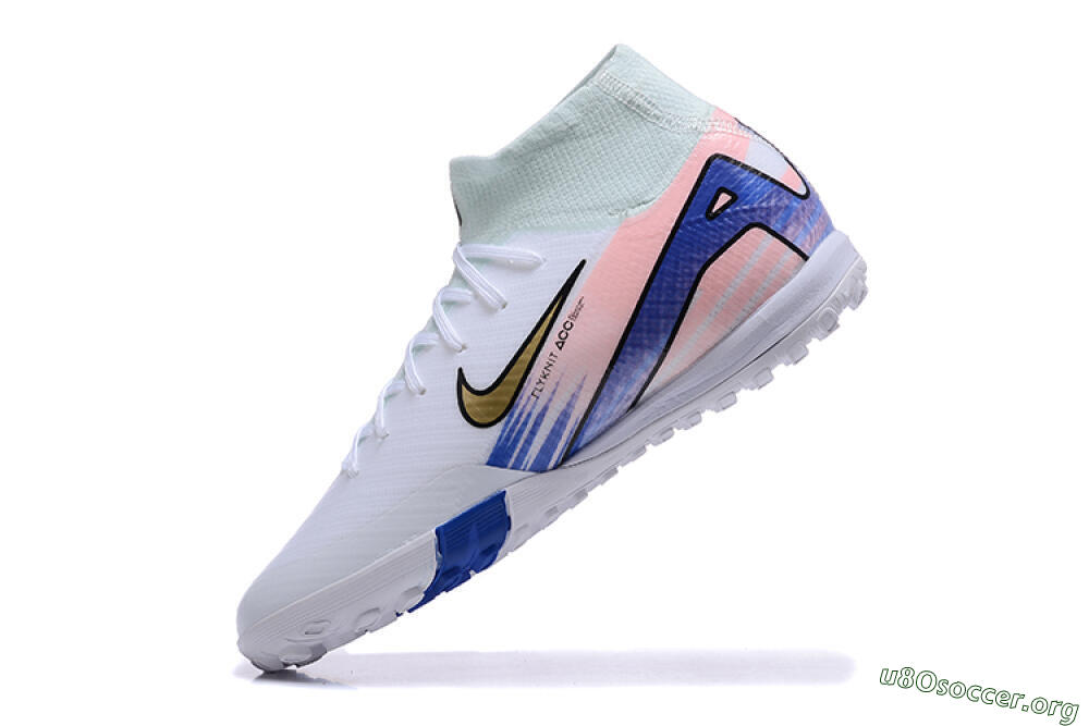 Nike Air Zoom Mercurial Superfly 10 Elite TF Football Shoes - White/Gold/Blue/Pink 5