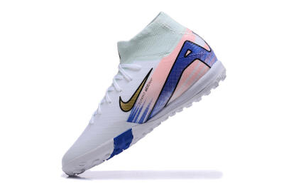 Nike Air Zoom Mercurial Superfly 10 Elite TF Football Shoes - White/Gold/Blue/Pink
