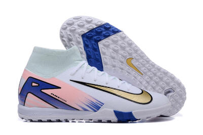 Nike Air Zoom Mercurial Superfly 10 Elite TF Football Shoes - White/Gold/Blue/Pink