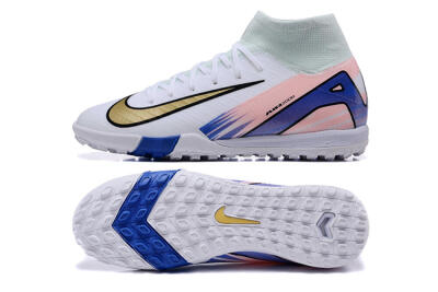 Nike Air Zoom Mercurial Superfly 10 Elite TF Football Shoes - White/Gold/Blue/Pink