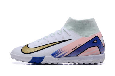 Nike Air Zoom Mercurial Superfly 10 Elite TF Football Shoes - White/Gold/Blue/Pink