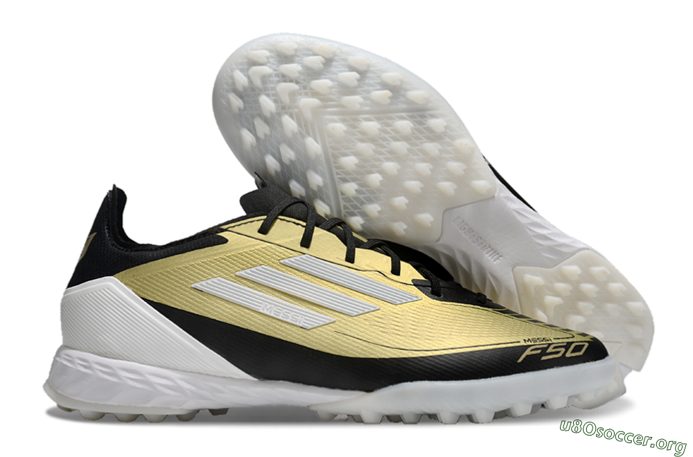 Adidas F50 Pro TF Football Shoes - Gold/White/Black 2