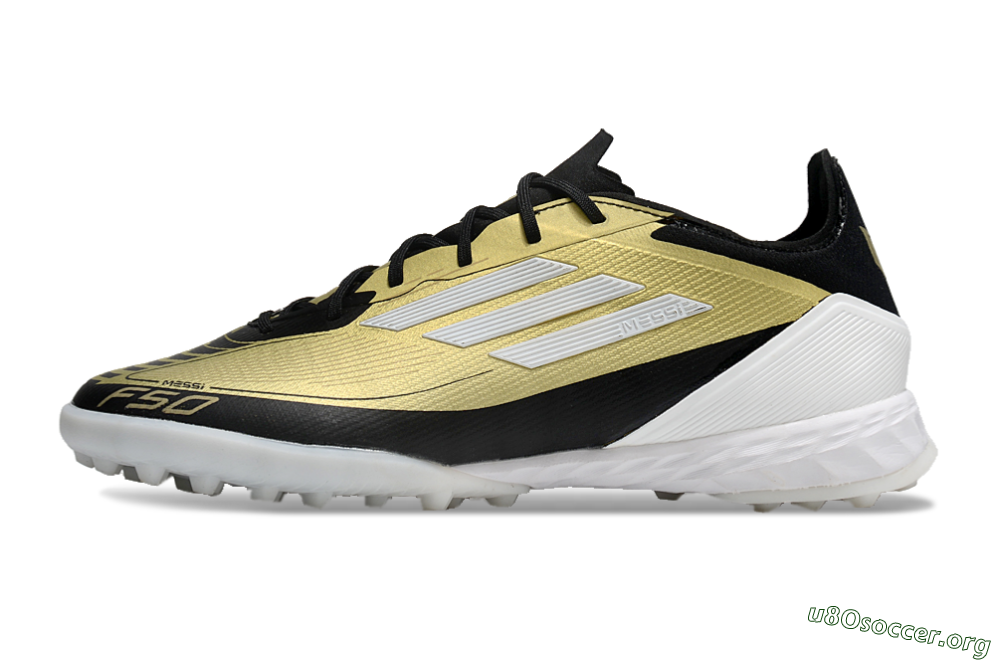 Adidas F50 Pro TF Football Shoes - Gold/White/Black 3