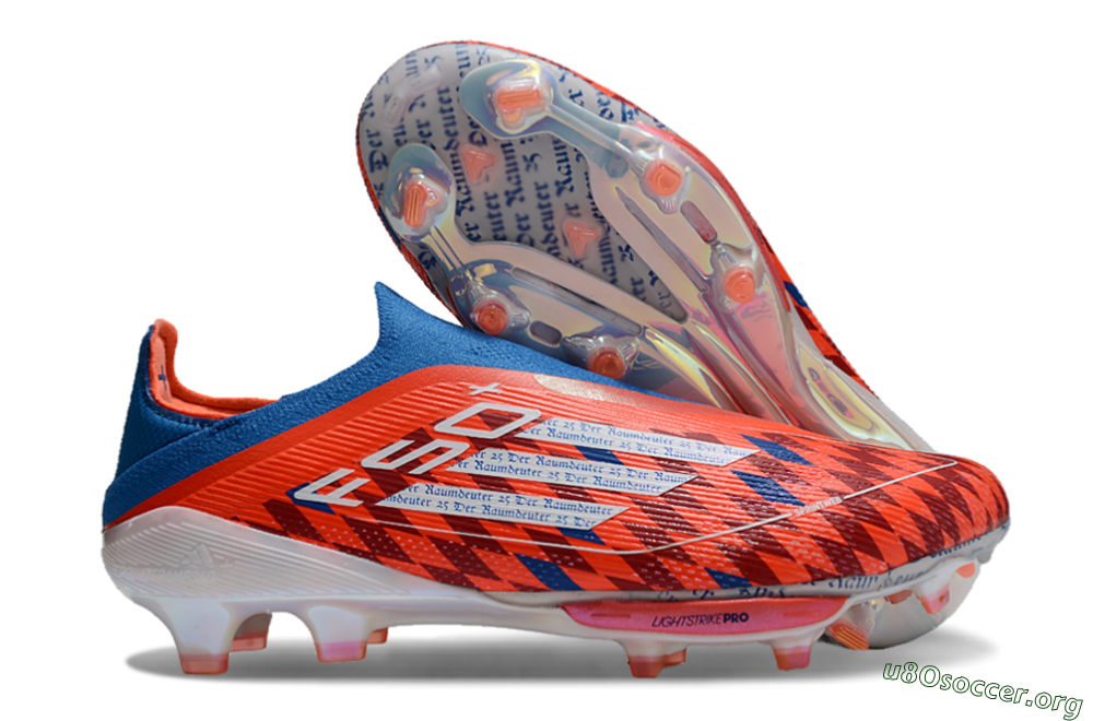 Adidas F50+ Lightstrike Elite Laceless FG Football Boots - Red/Blue/White 2