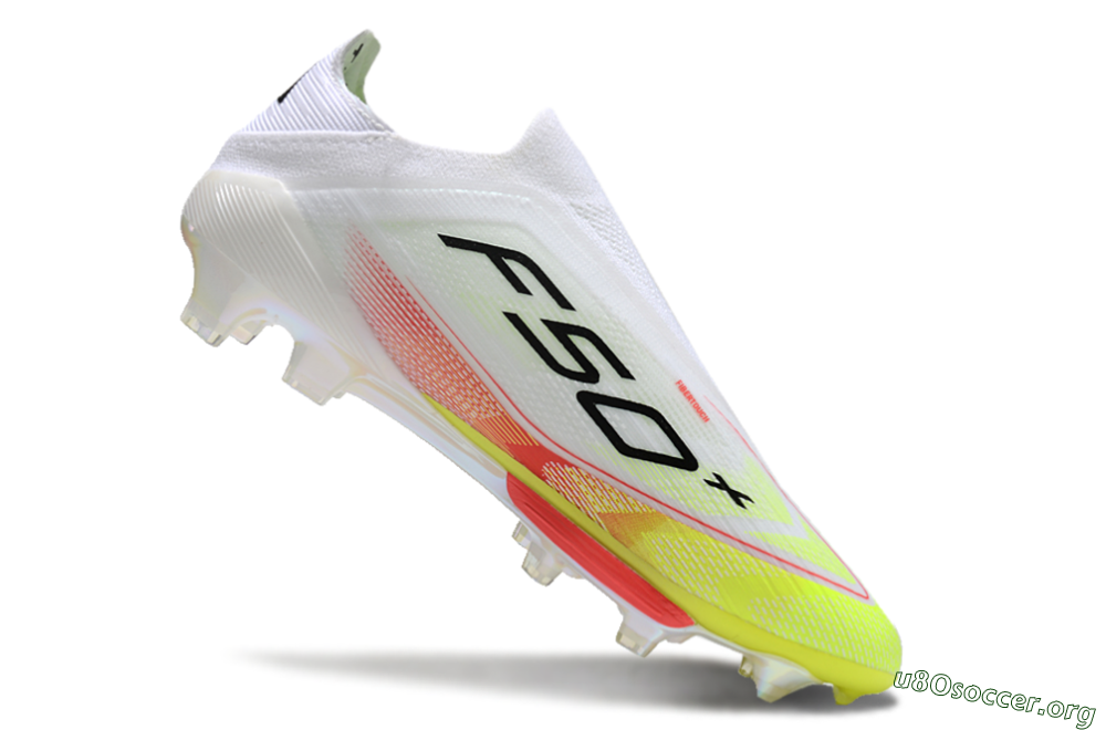 Adidas F50+ Lightstrike Elite Laceless FG Football Boots - White/Red/Yellow 4