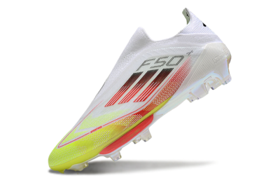 Adidas F50+ Lightstrike Elite Laceless FG Football Boots - White/Red/Yellow