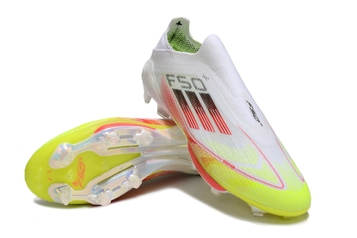 Adidas F50+ Lightstrike Elite Laceless FG Football Boots - White/Red/Yellow