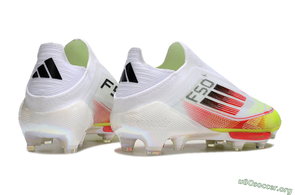 Adidas F50+ Lightstrike Elite Laceless FG Football Boots - White/Red/Yellow 6