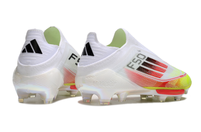 Adidas F50+ Lightstrike Elite Laceless FG Football Boots - White/Red/Yellow