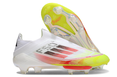 Adidas F50+ Lightstrike Elite Laceless FG Football Boots - White/Red/Yellow