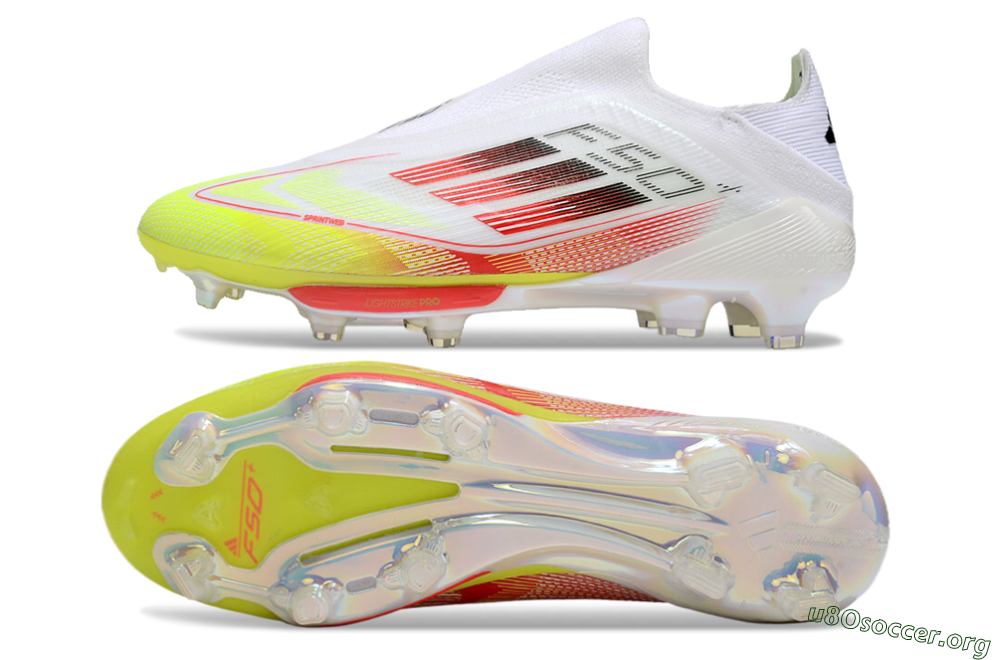 Adidas F50+ Lightstrike Elite Laceless FG Football Boots - White/Red/Yellow 1