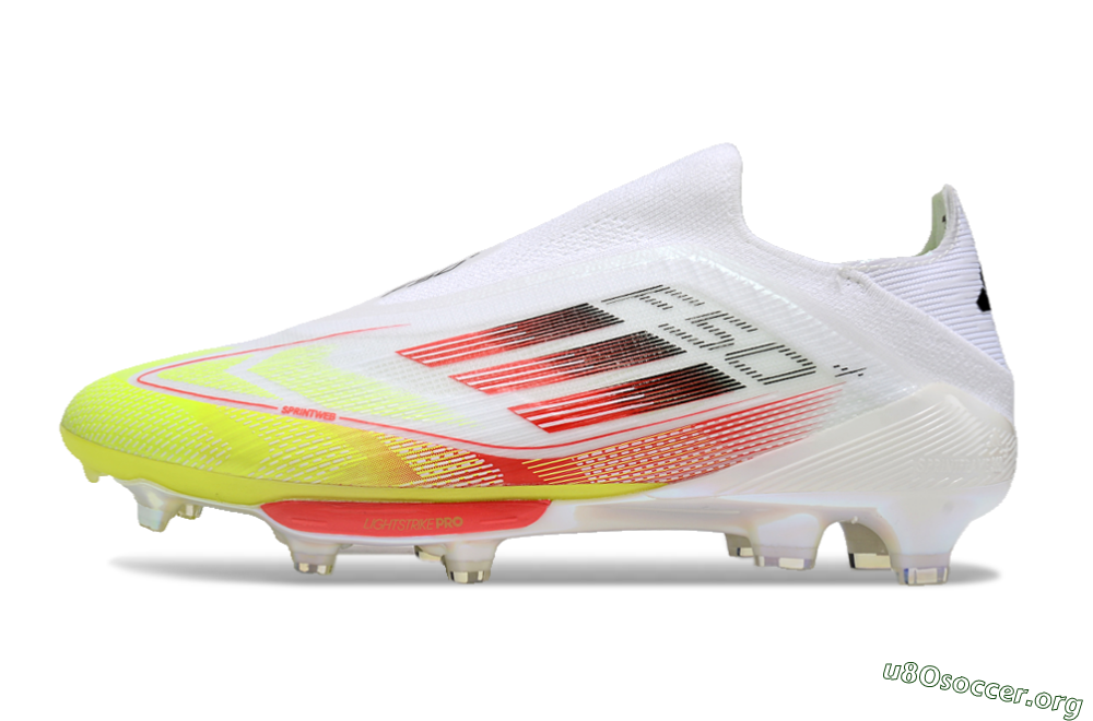 Adidas F50+ Lightstrike Elite Laceless FG Football Boots - White/Red/Yellow 3