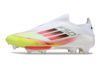 Adidas F50+ Lightstrike Elite Laceless FG Football Boots - White/Red/Yellow