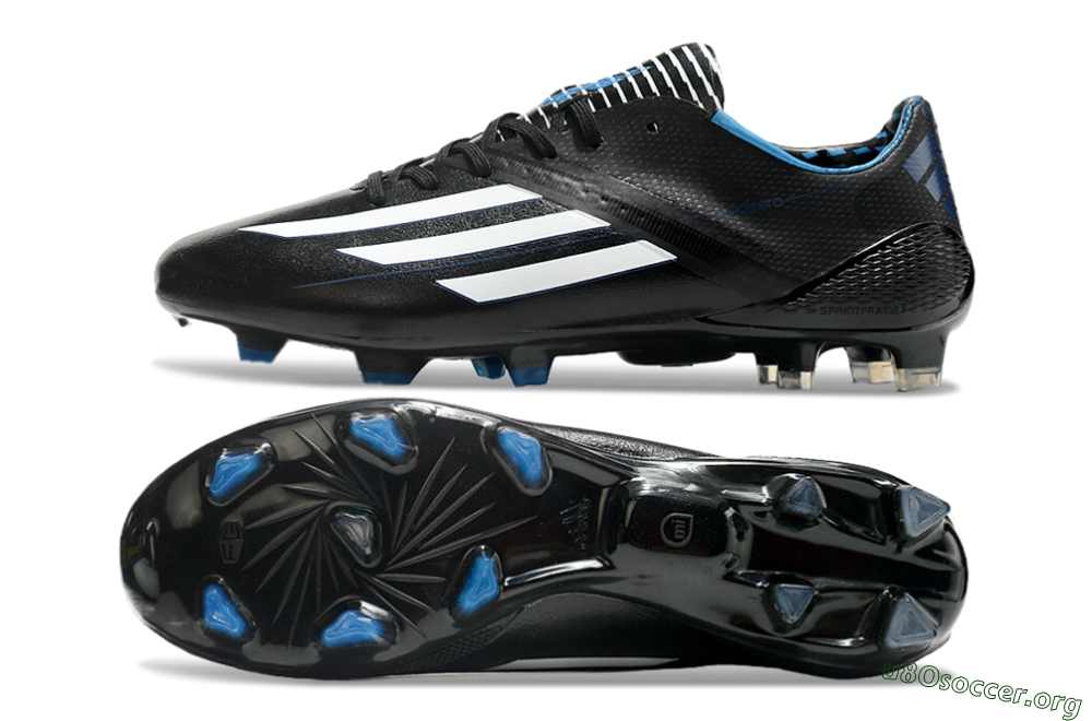 Adidas F50 Adizero Elite FG Football Boots - Black/White/Blue 1