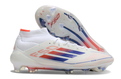 Adidas F50 Elite Mid FG Football Boots - White/Blue/Red