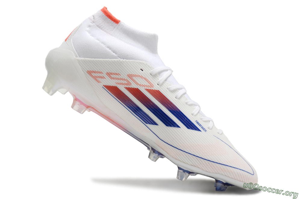 Adidas F50 Elite Mid FG Football Boots - White/Blue/Red 4