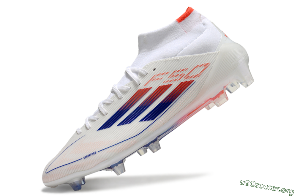 Adidas F50 Elite Mid FG Football Boots - White/Blue/Red 5