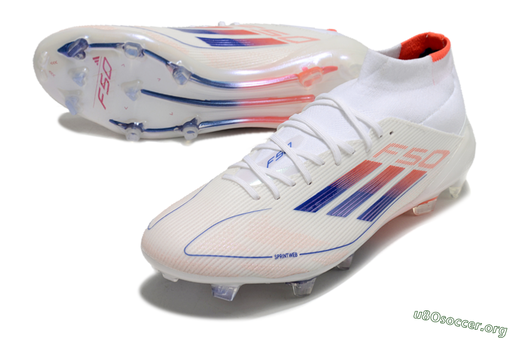 Adidas F50 Elite Mid FG Football Boots - White/Blue/Red 0