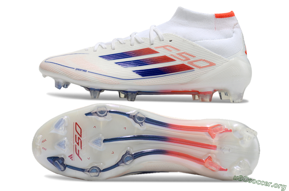 Adidas F50 Elite Mid FG Football Boots - White/Blue/Red 1