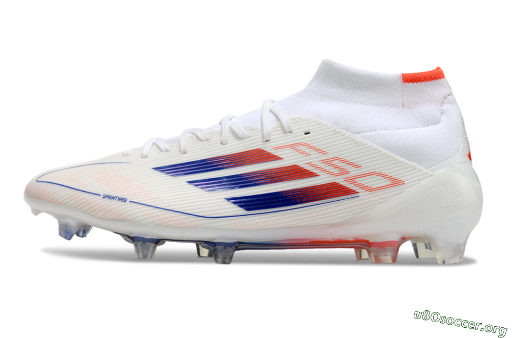 Adidas F50 Elite Mid FG Football Boots - White/Blue/Red 3