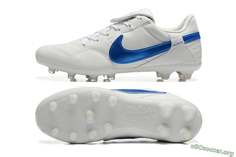 Nike The Premier 3 FG Football Boots - Beige/Blue/White 1
