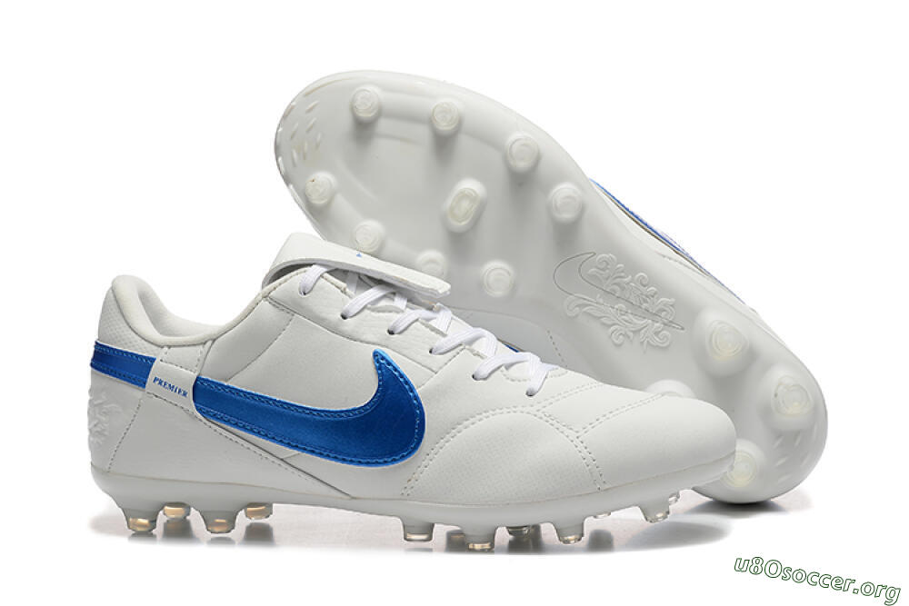 Nike The Premier 3 FG Football Boots - Beige/Blue/White 2