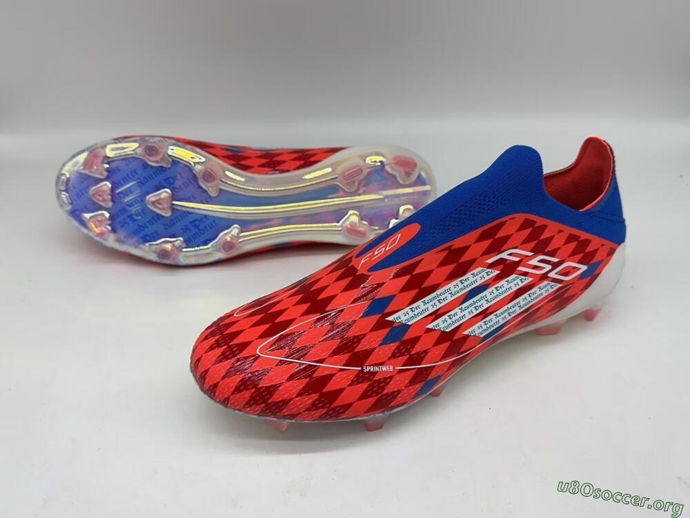 Adidas F50+ Lightstrike Elite Laceless FG Football Boots - Red/Blue/White