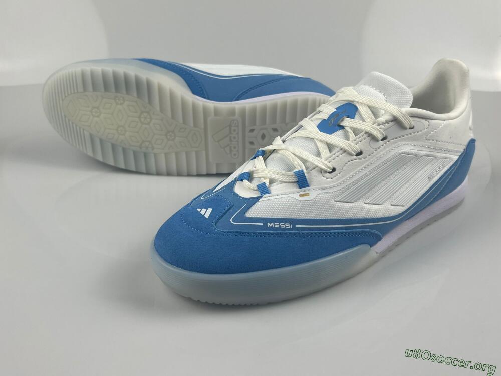 Messi Adizero F50 Freestyle IC Football Shoes - White/Blue/Grey