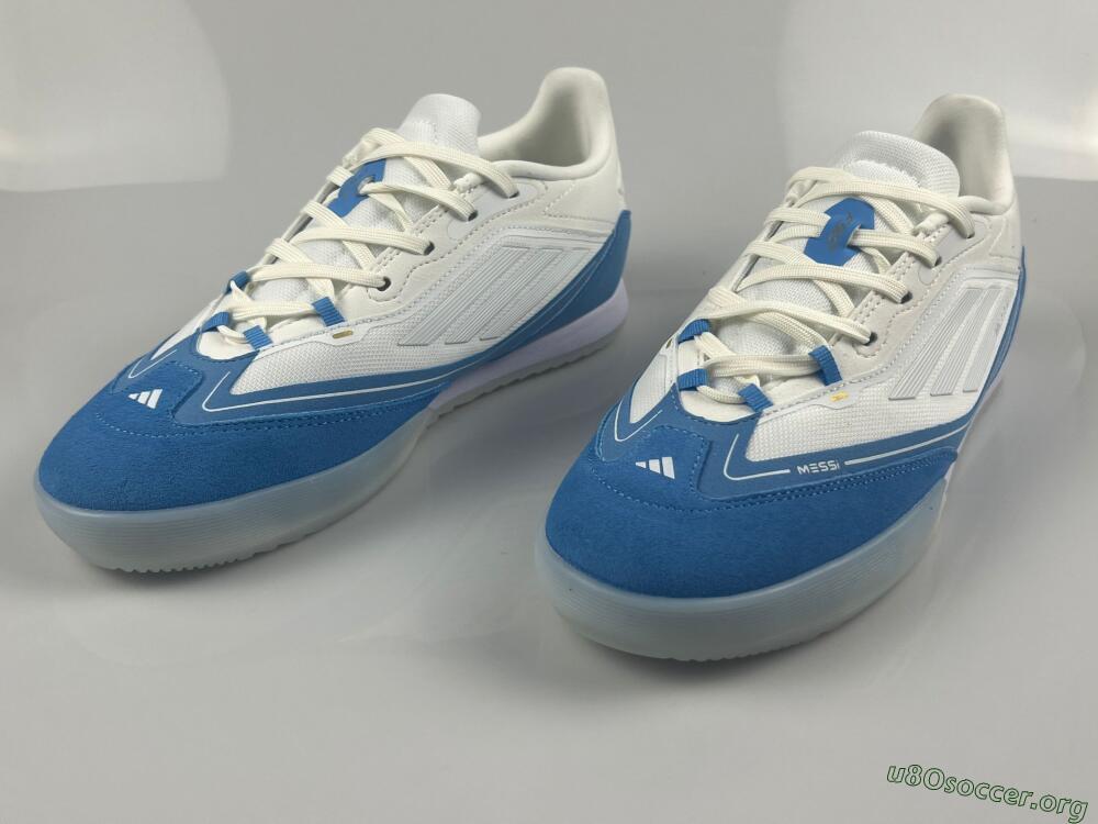 Messi Adizero F50 Freestyle IC Football Shoes - White/Blue/Grey