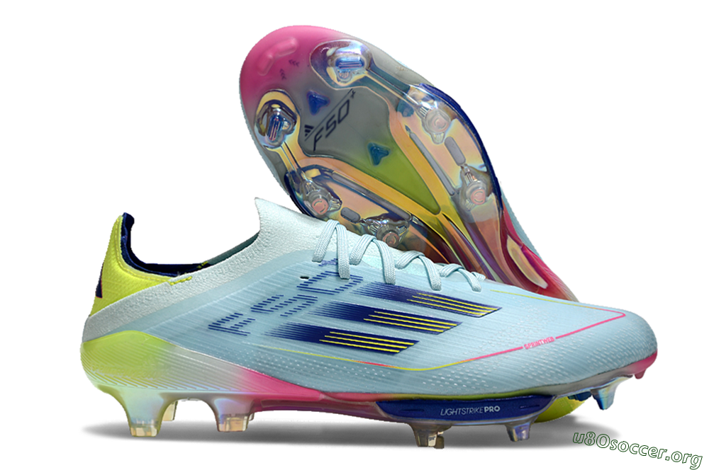 Adidas F50+ Lightstrike Elite FG Football Boots - Blue/Yellow/Pink 2