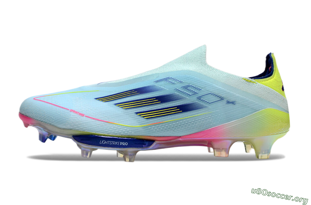 Adidas F50+ Lightstrike Elite Laceless FG Football Boots - Blue/Yellow/Pink 3